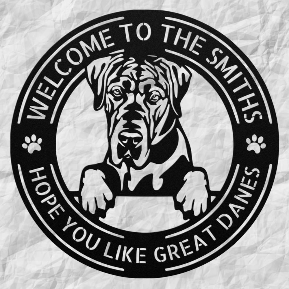 Personalized Great Dane Metal Sign Custom Dog Decor for Home or Pet Lovers Gift