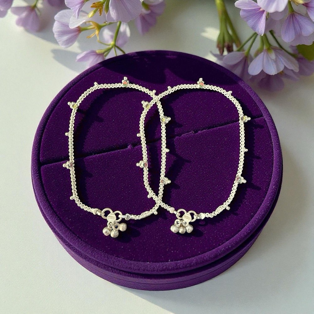 Elegant Pure Silver Payal Anklet Indian Jewelry-image
