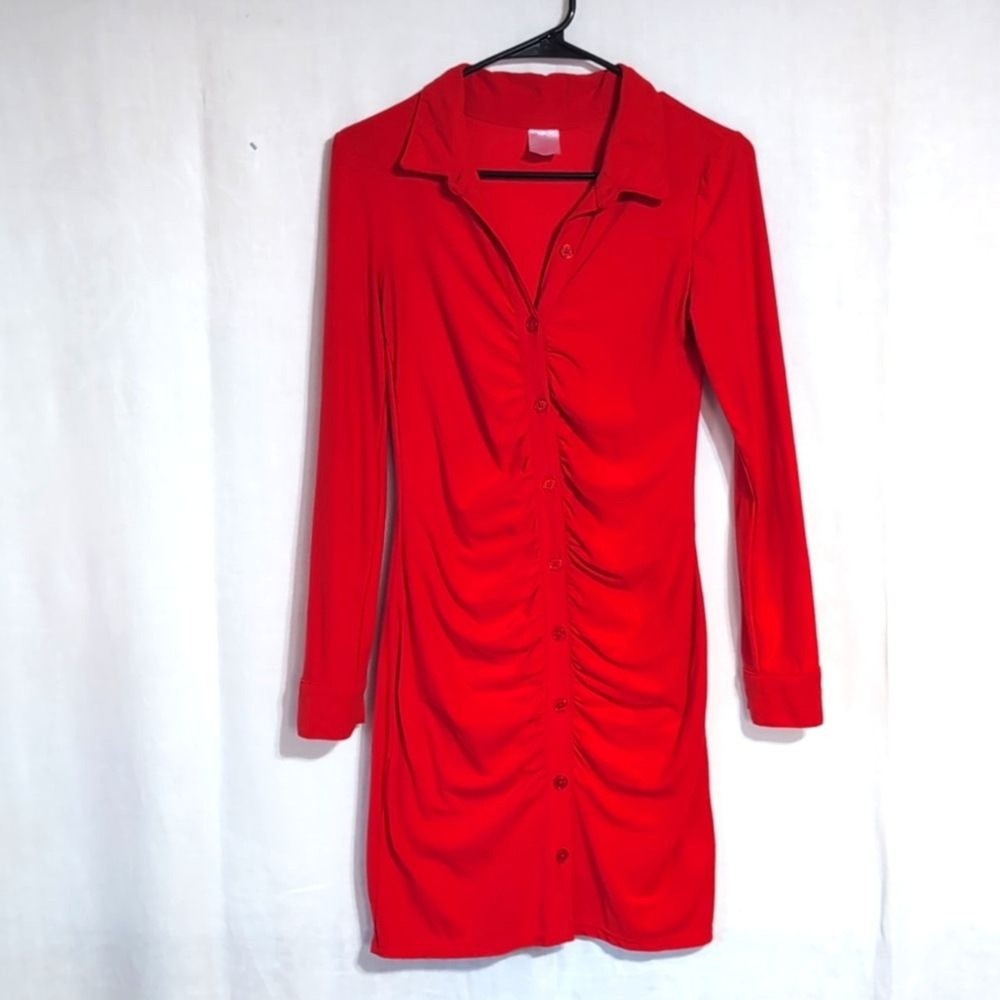 No Boundaries Cherry Red Button Front Bodycon Dress Size Small