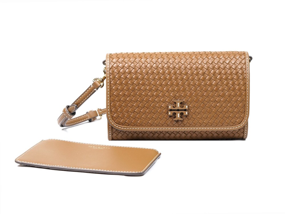 Tory Burch Thea Brown Mahoni Crossbody Bag Wallet Clutch Purse with Card Case