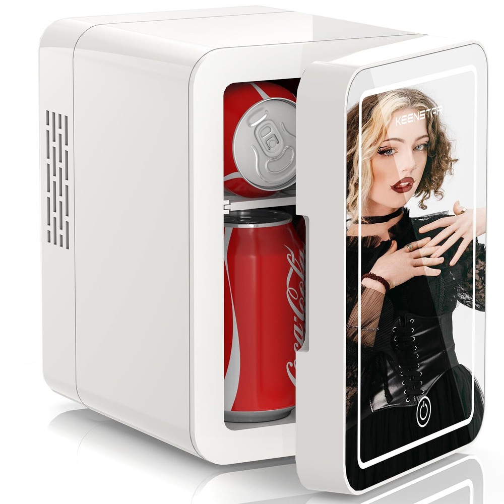 KEENSTAR Mini Fridge 6L Capacity, Skincare Fridge with Mirror