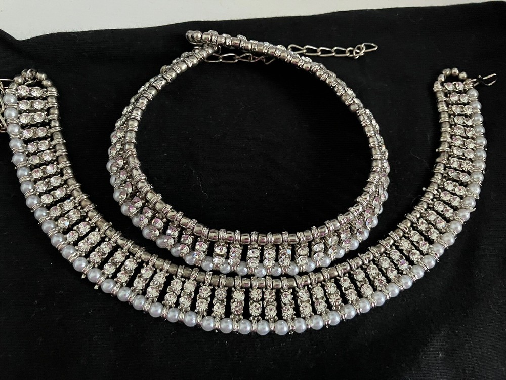 Indian Payal Anklet Golden Ankle Chain Feet Jewellery Pair-image