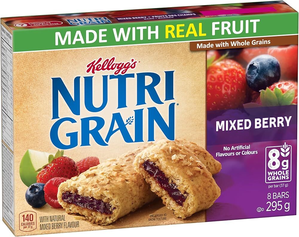 Kellogg's Nutri Grain Cereal Bars Mixed Berry, 8 Bars, 295g/10.4 oz., {Import...