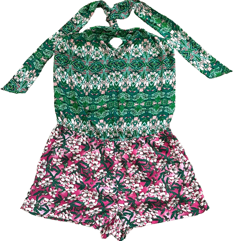 BCBGMaxAzria Women Romper Halter Floral Tropical size Small
