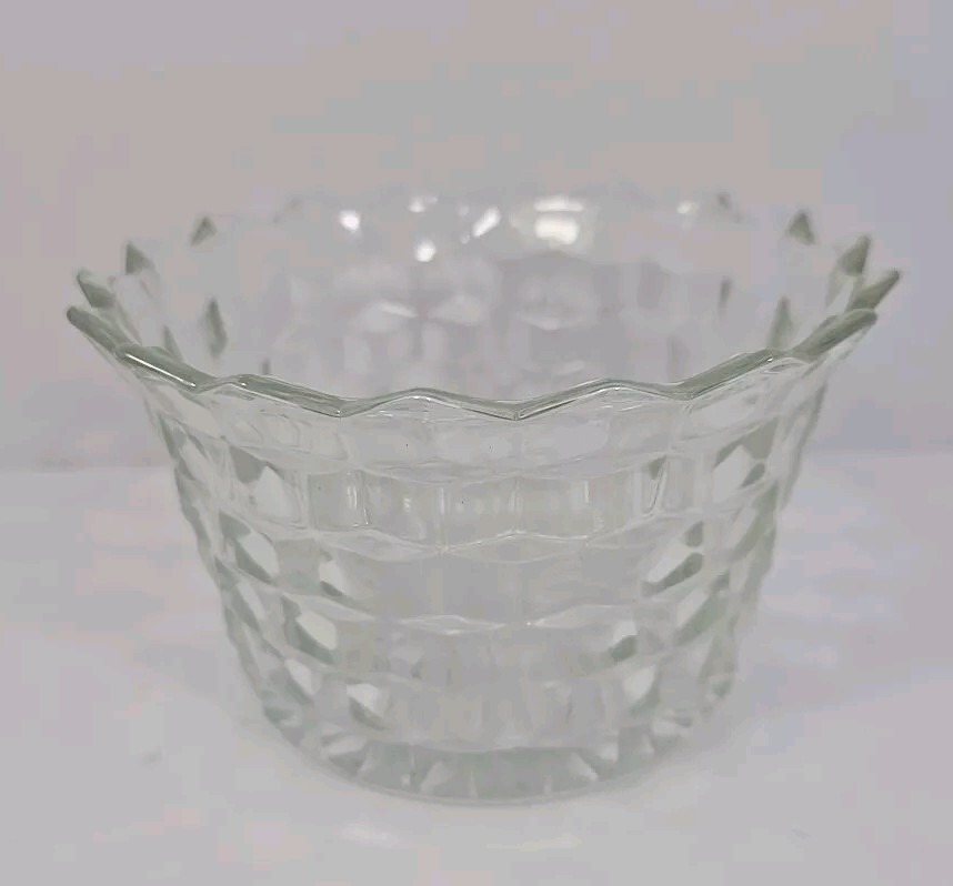 Vintage Fostoria Cubist Clear Glass Candy Dish 3.5 Inch Bowl