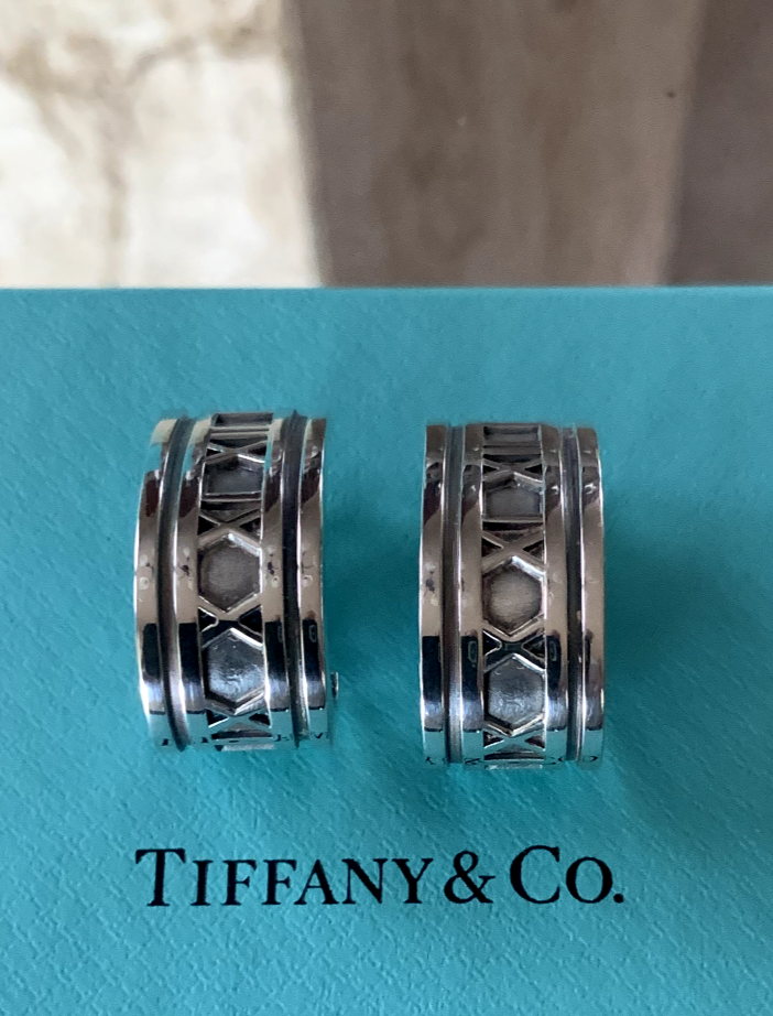 Tiffany & Co.  Atlas  Roman Numeral  Earrings Sterling Silver 925