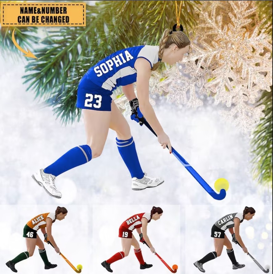 Custom Field Hockey 2D Acrylic Ornament Personalized Christmas Gift-image