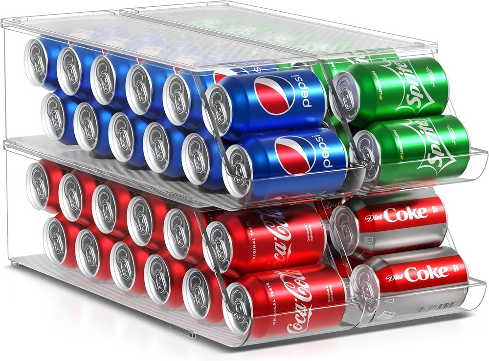 Holds 12 Cans Eac... Soda Can Organizer for Refrigerator - Stackable with Lid