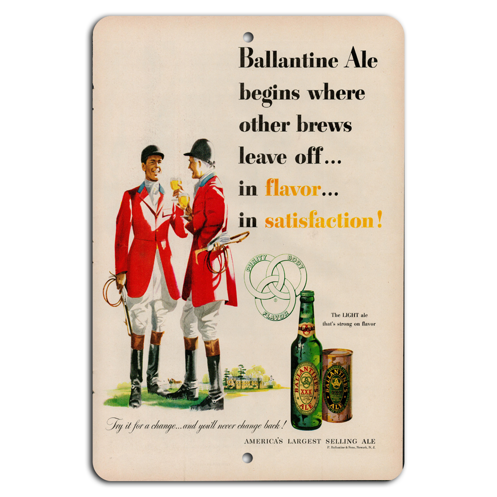 Vintage Ballantine Ale Metal Sign - Classic Beer Advertising Collectible