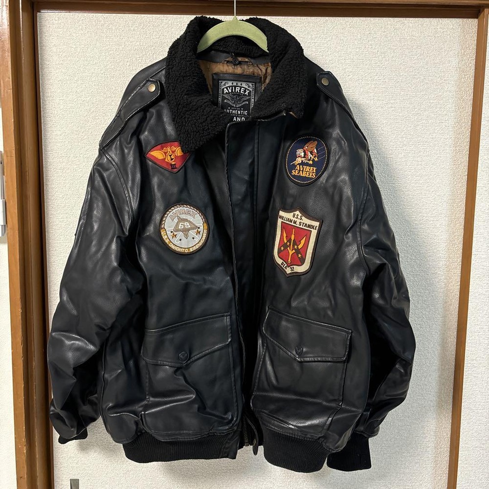 Avirex Leather Jacket Bomber Xl