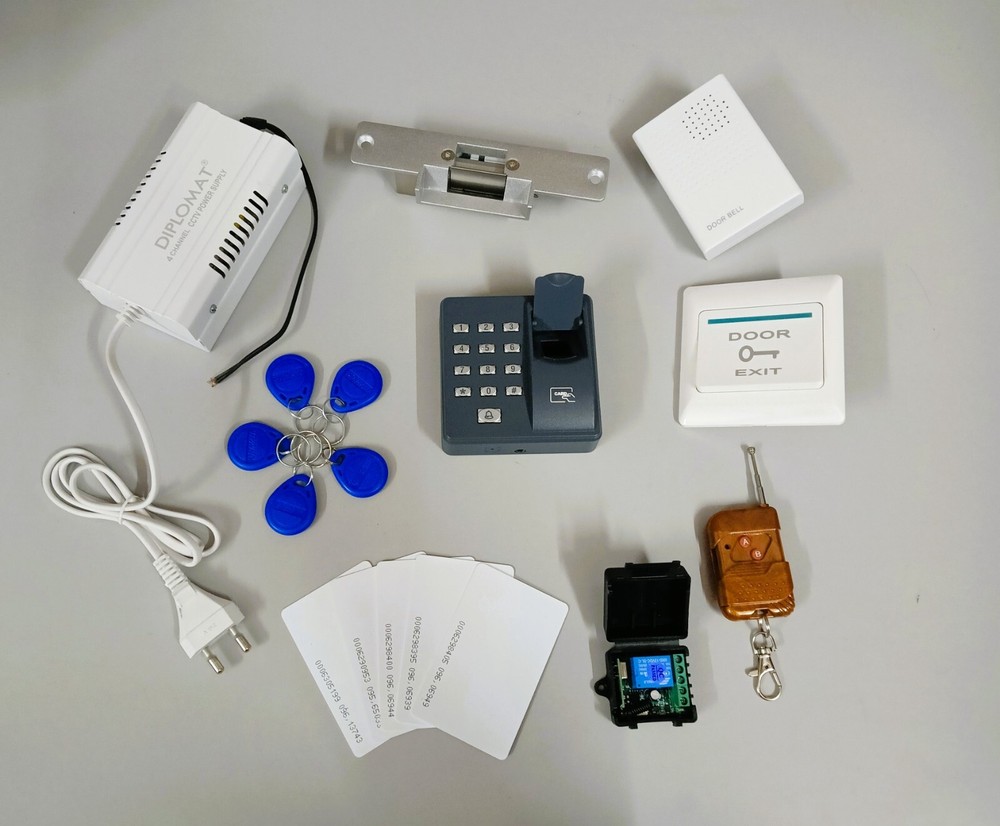 Biometric Access Control with Strike Lock and Remote Receiver for Secure Entry  -image