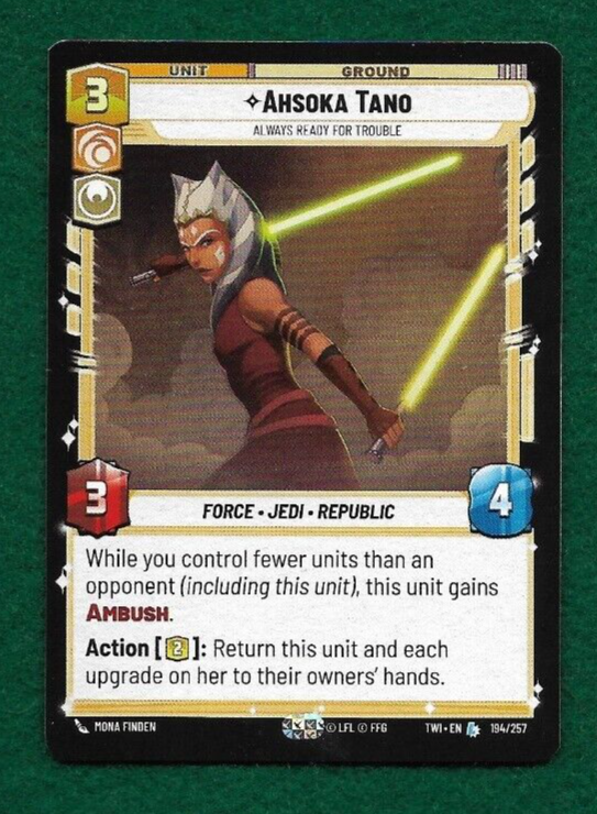 STAR WARS UNLIMITED AHSOKA TANO #194 TWILIGHT OF THE REPUBLIC LEGENDARY!