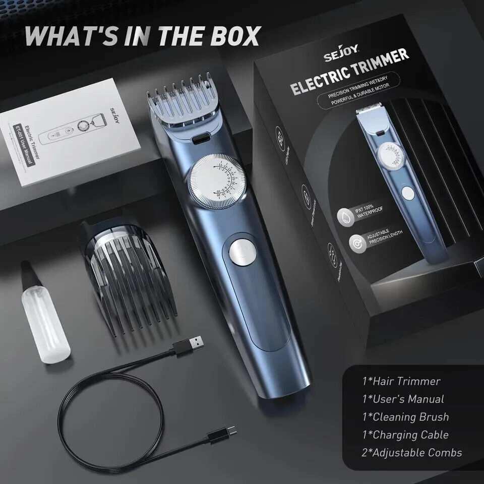 Cordless Beard Trimmer for Men Adjustable Hair Mustache Trimmer with LED Display