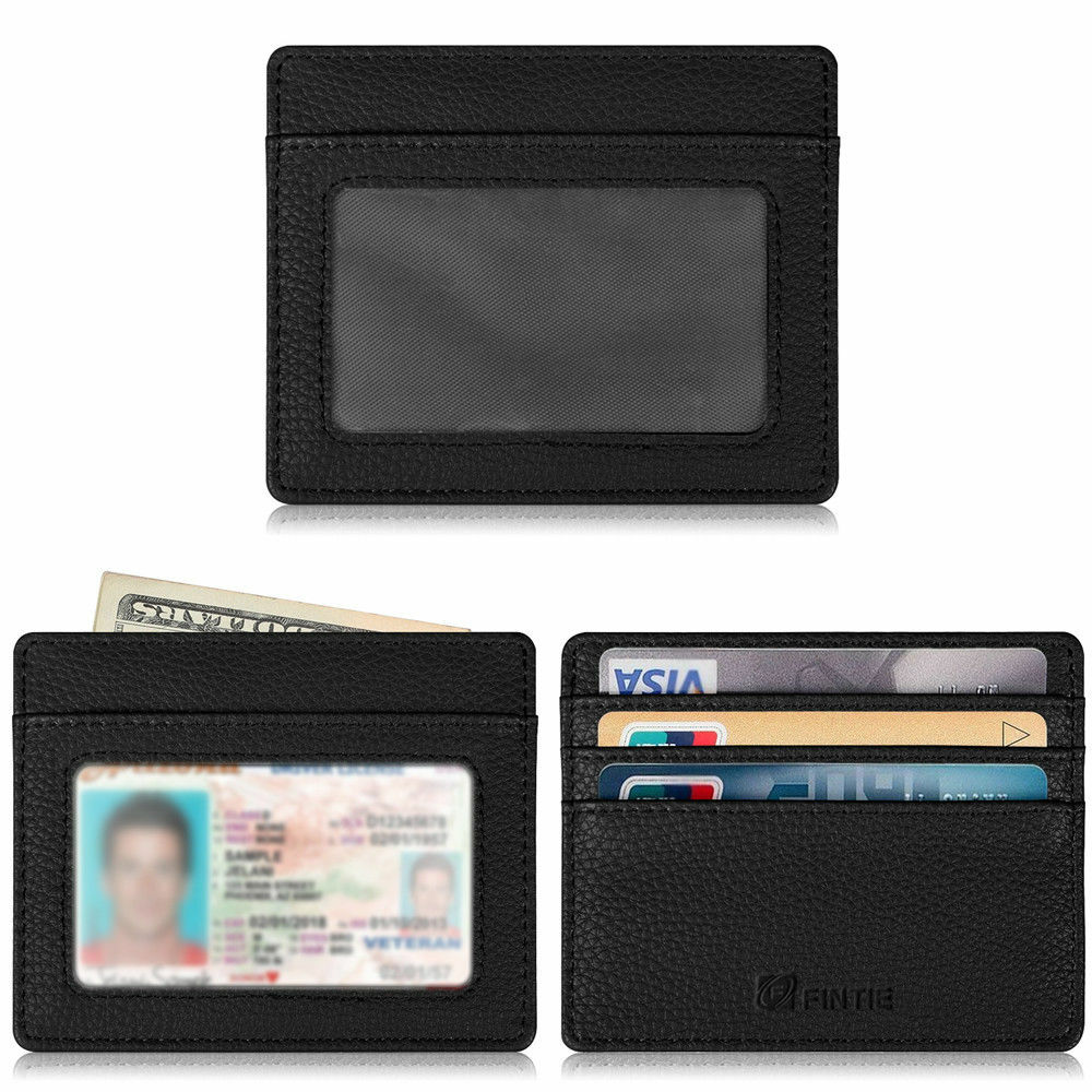 Credit Card Holder Case Sleeve with ID Window [RFID Blocking] Leather Wallet-image