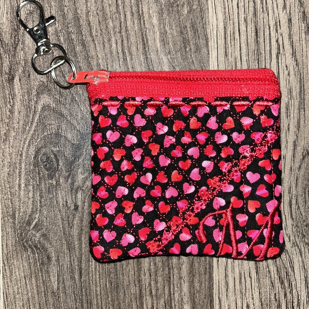 Red Heart Letter M Personalized Coin Purse Holder Pre-owned-image