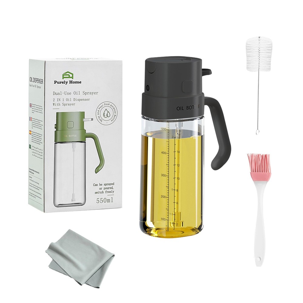Premium 550ml Glass Oil Sprayer - 2-in-1 Olive Oil Dispenser for Cooking
