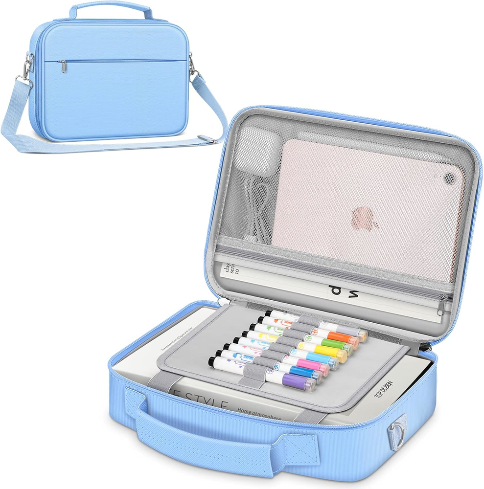 Bible Cover with Shoulder Strap, Zipper Pocket, Gift for Women, Pastel Blue