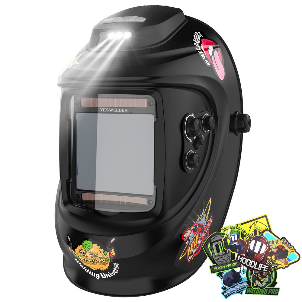 YESWELDER LYG-30800H-W Auto-Darkening Welding Helmet with Fan and Light, 4/5-13 Shade Range