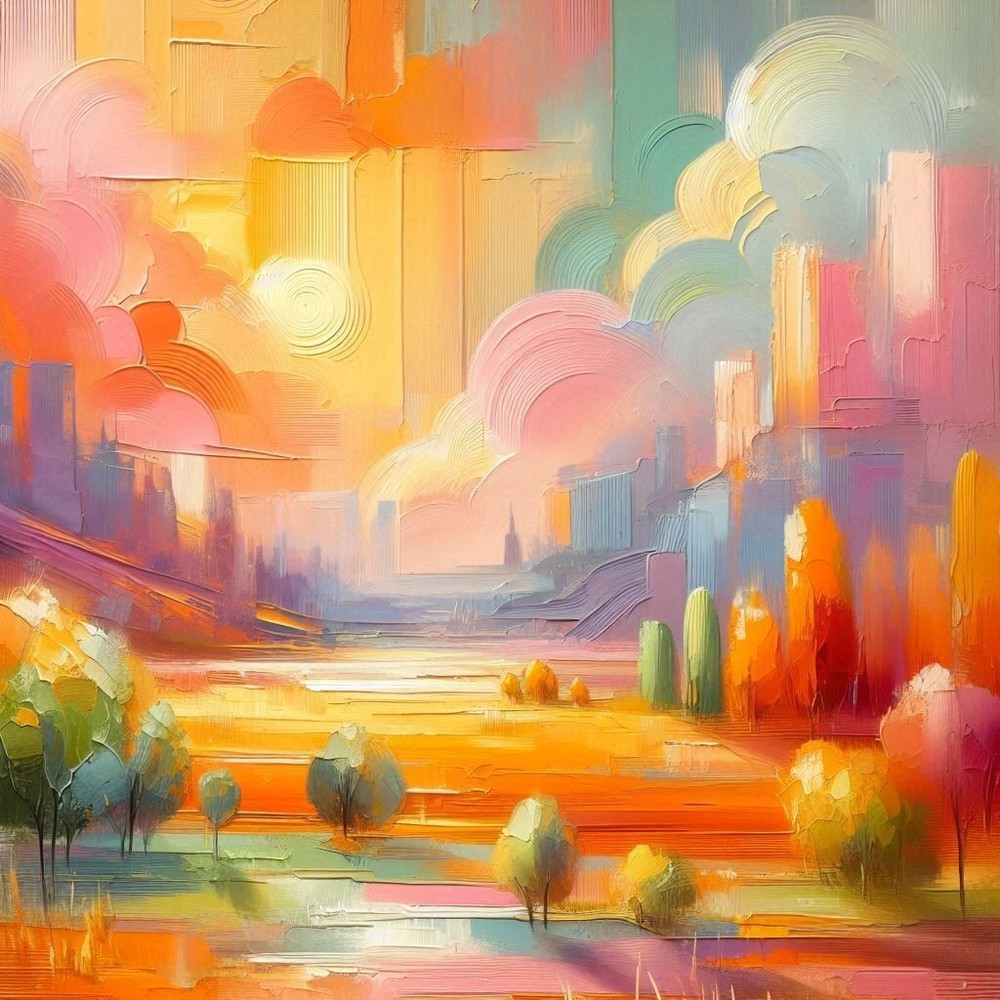 AI Art Pastel Landscape Digital Wallpaper Background-image