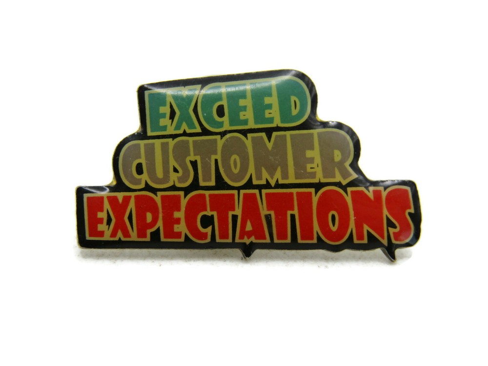 Exceed Customer Expectations Pin Blue Grey & Red Lettering-image