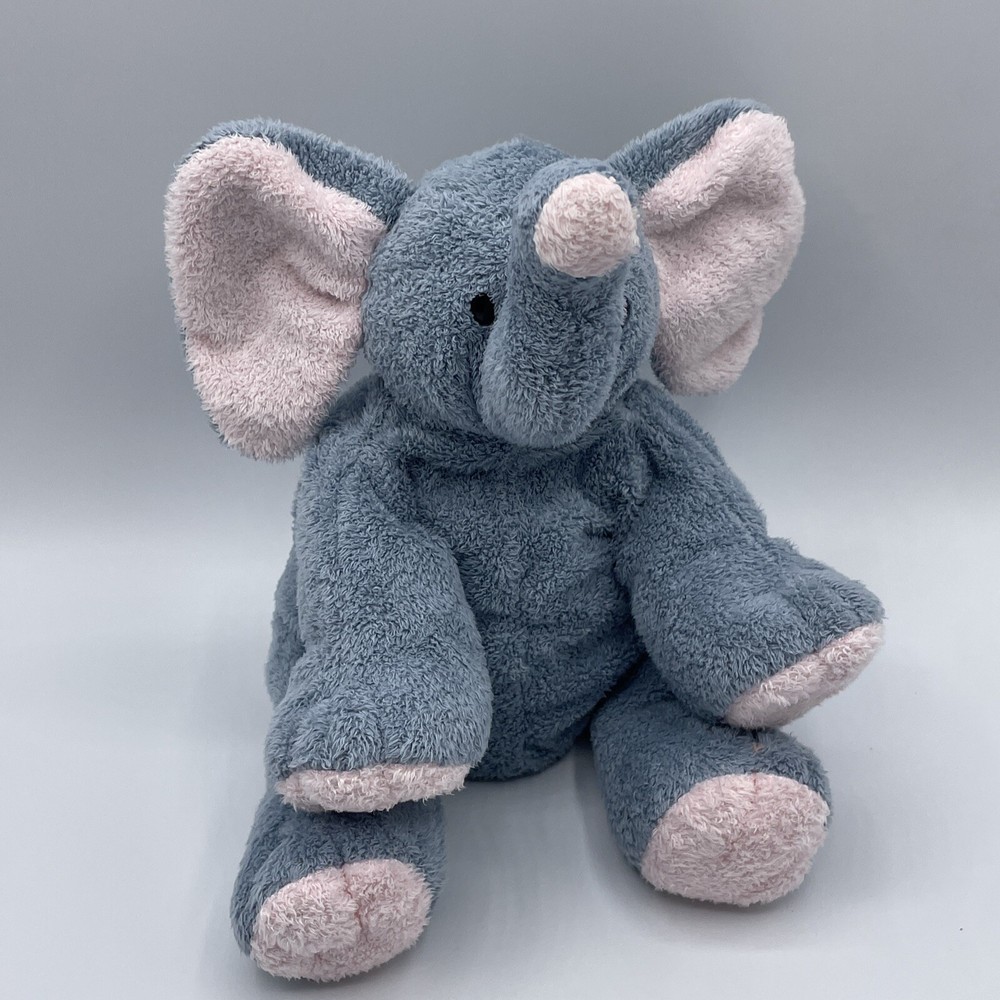 Ty Pluffies Gray Elephant Plush Floppy Plastic Eyes Pink 2002 Stuffed Animal 9in