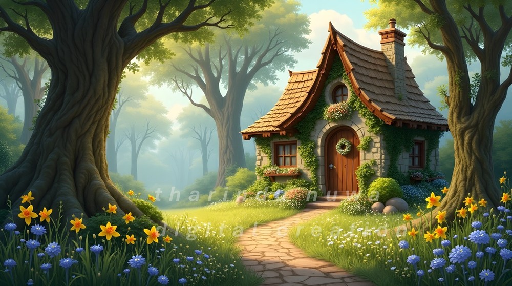 AI Cartoon Digital Wallpaper for Desktop Background Wall Art-image