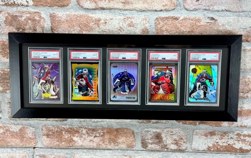 PSA CGC Graded Card Display Wood Black Frame (White Border) Wall Mount (Holds 5)