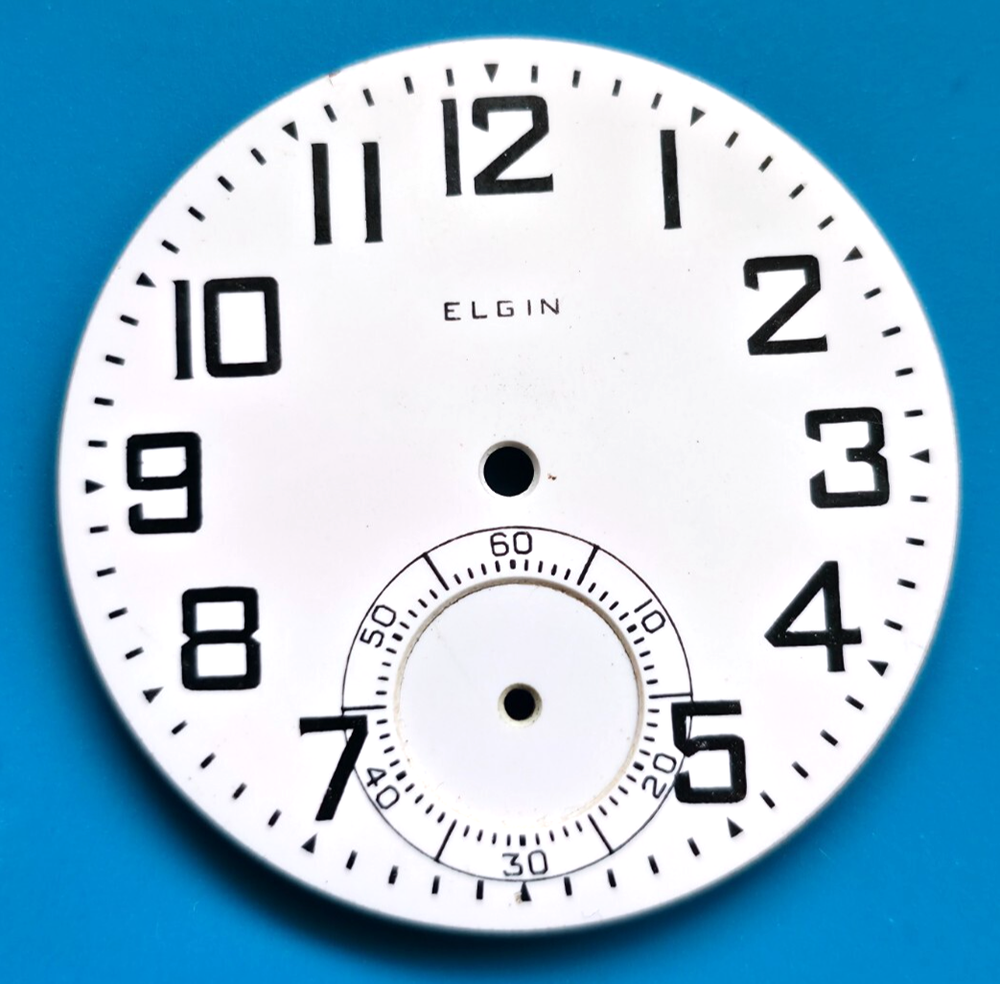 16 SIZE ELGIN PORCELAIN RAILROAD POCKET WATCH DIAL