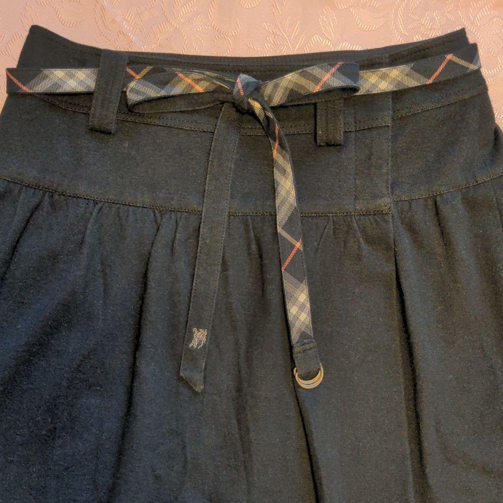 Burberry Blue Label Black Knit Jersey Wrap Skirt with Belt - New