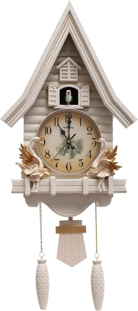 Vintage Cuckoo Wall Clock Chiming Silent Wall Clock, Adjustable Volume, Bird