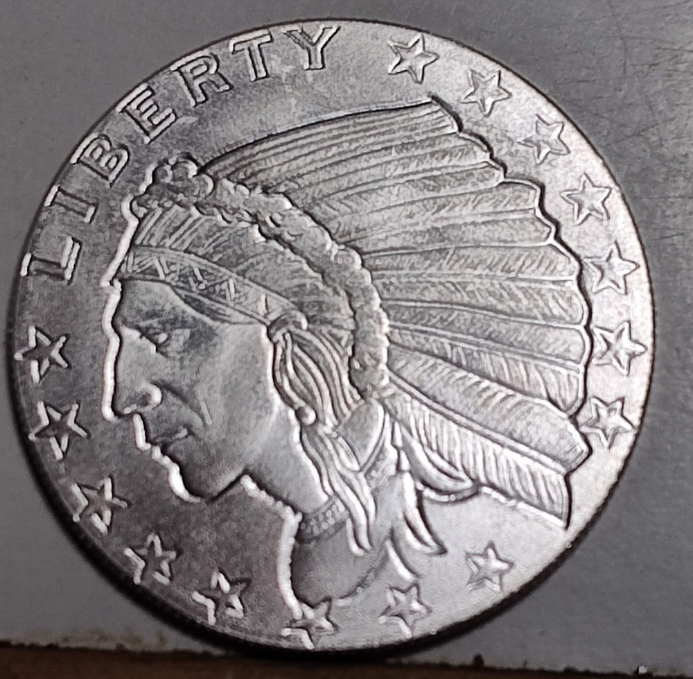 1/4 Troy OZ .999 Fine Silver Indian Round