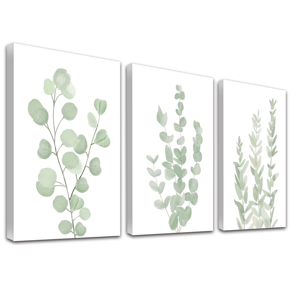 Botanical Eucalyptus Canvas FRAMED Wall Art,Boho Plant Wall Decor for Bedroom...