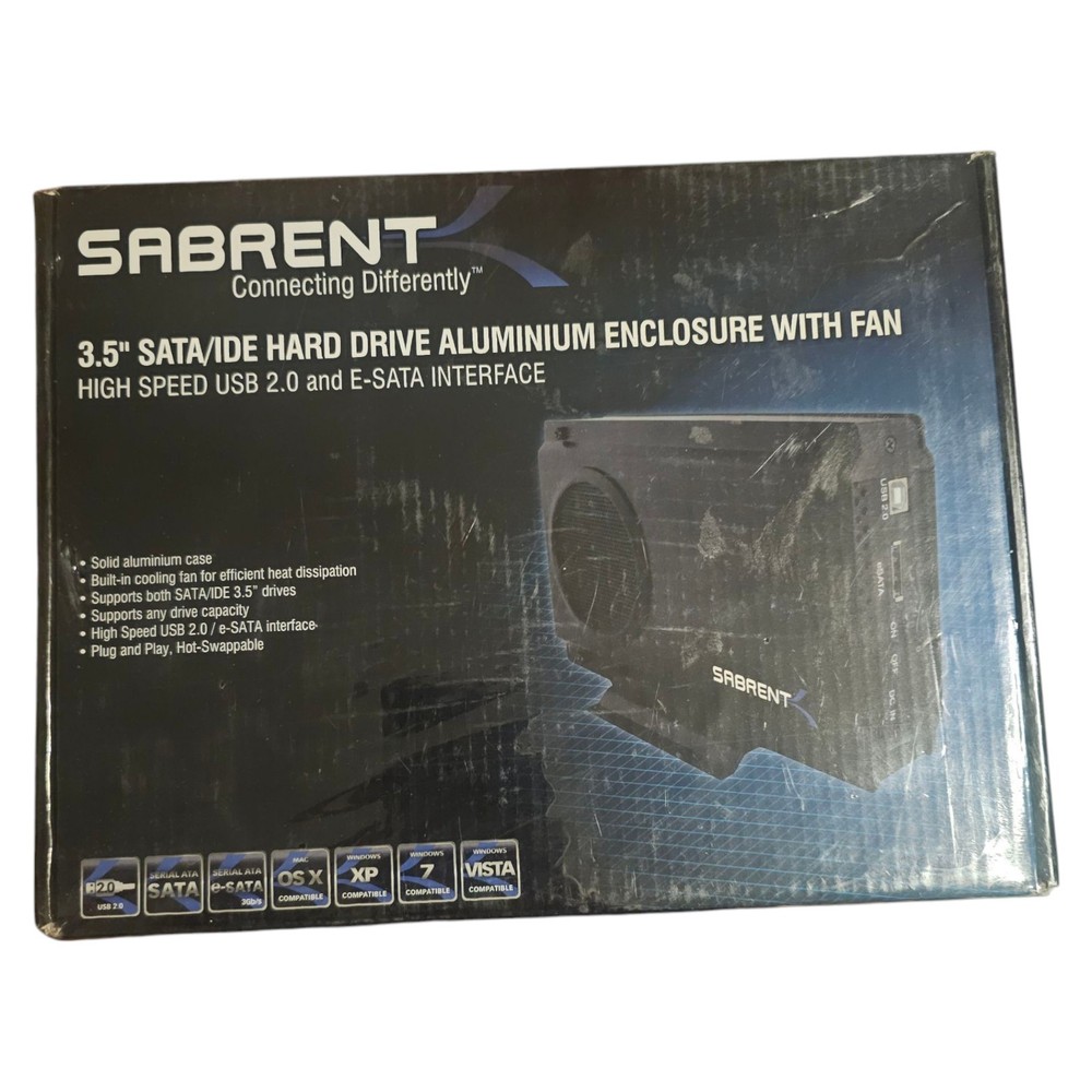 Sabrent EC-UEIS7 3.5” SATA/IDE Hard Drive Aluminum Enclosure with Fan USB 2.0