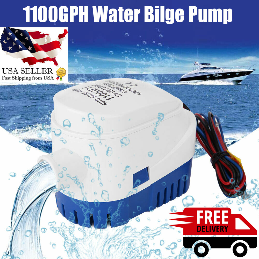 1100GPH 12V Boat Automatic Submersible Water Bilge Pump Auto With Float Switch