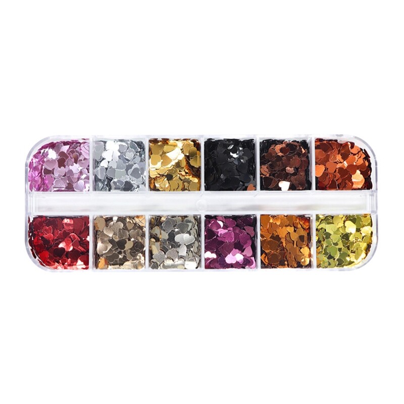 Metallic Heart Glitter Sequins Flakes for Resin UV Epoxy Mold Filling Decor