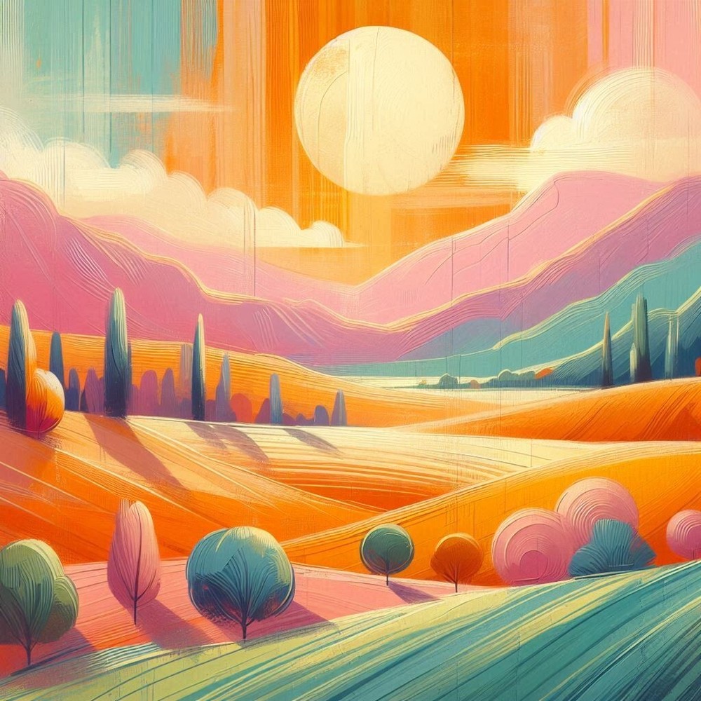AI Art Pastel Landscape Digital Wallpaper Background Image-image
