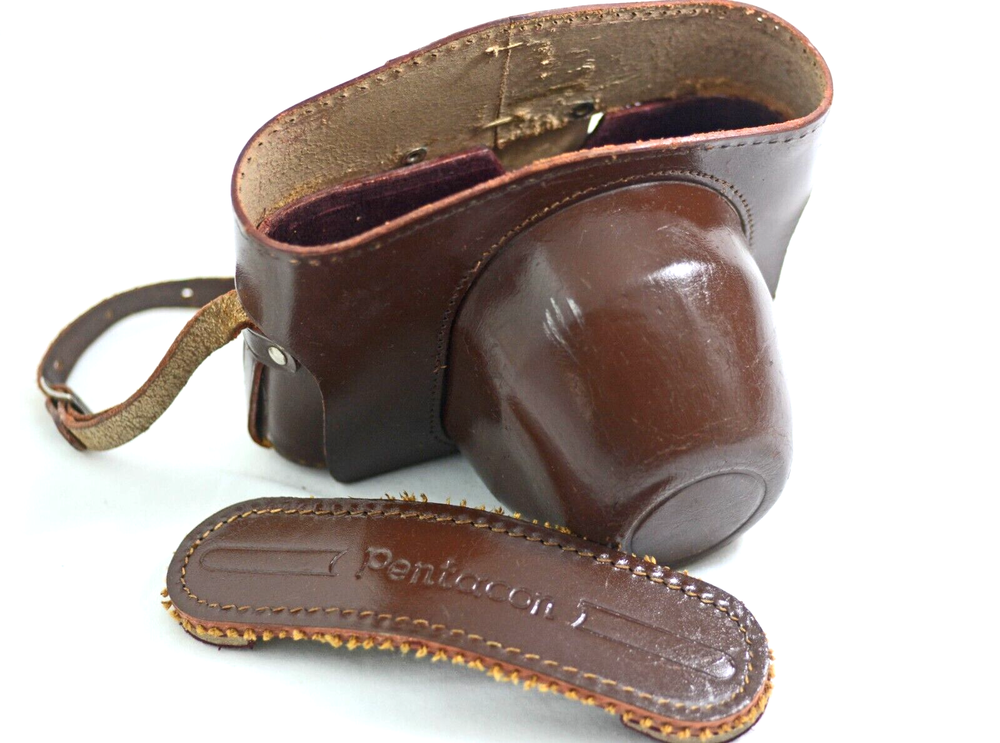 VINTAGE PENTACON SLR BROWN LEATHER CAMERA CASE (NEEDS STITCHING REPAIR)