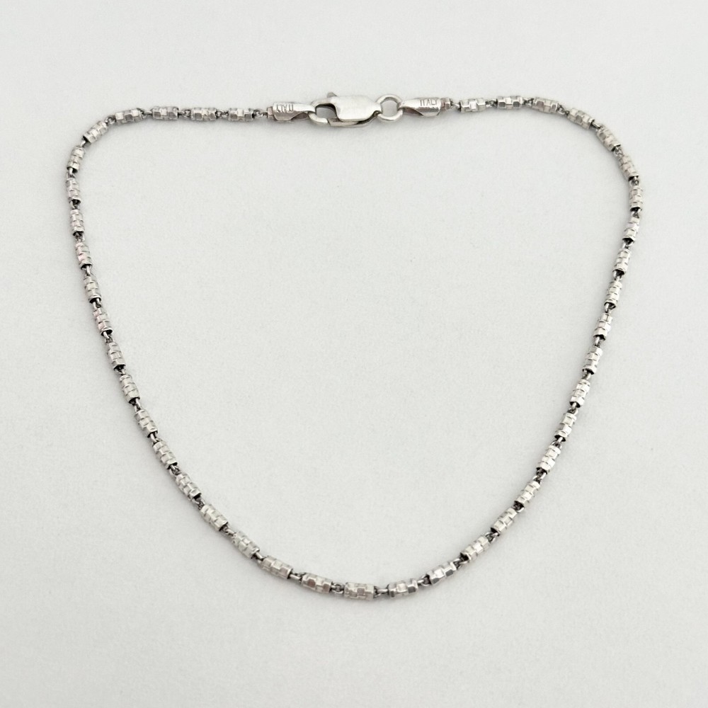 Vintage Italian 925 Sterling Silver Shiny Chain Link Anklet 9 Inch