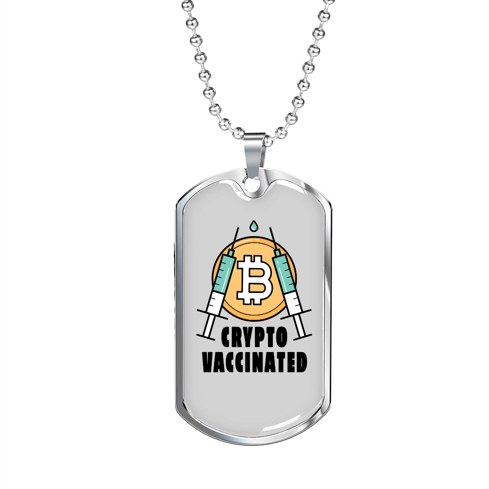Crypto Vaccine  Crypto Necklace Stainless Steel or 18k Gold Dog Tag 24