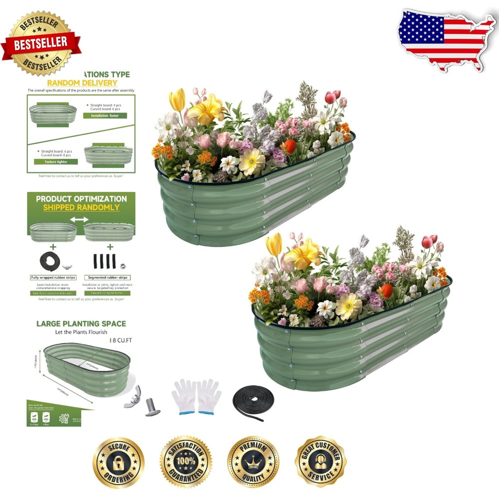 Customizable Mint Green Raised Planter - 2 Pack 4x2ft Garden Beds for All Plants