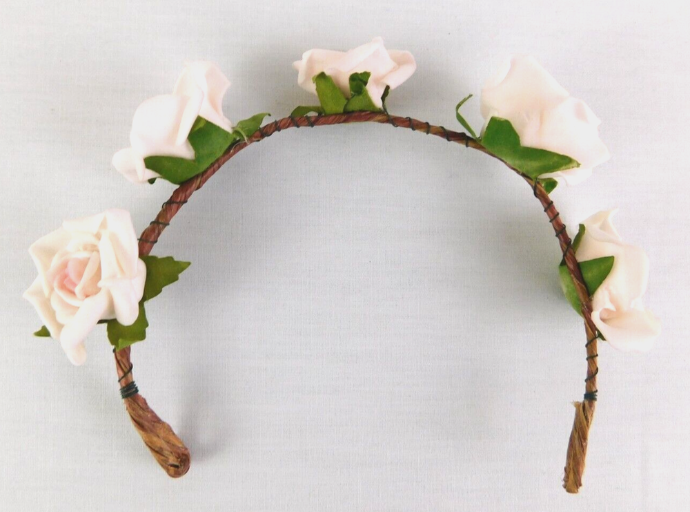 Pale Pink Natural Rose Twig Fairy Flower Headband Tiara Handmade Hair Accessory