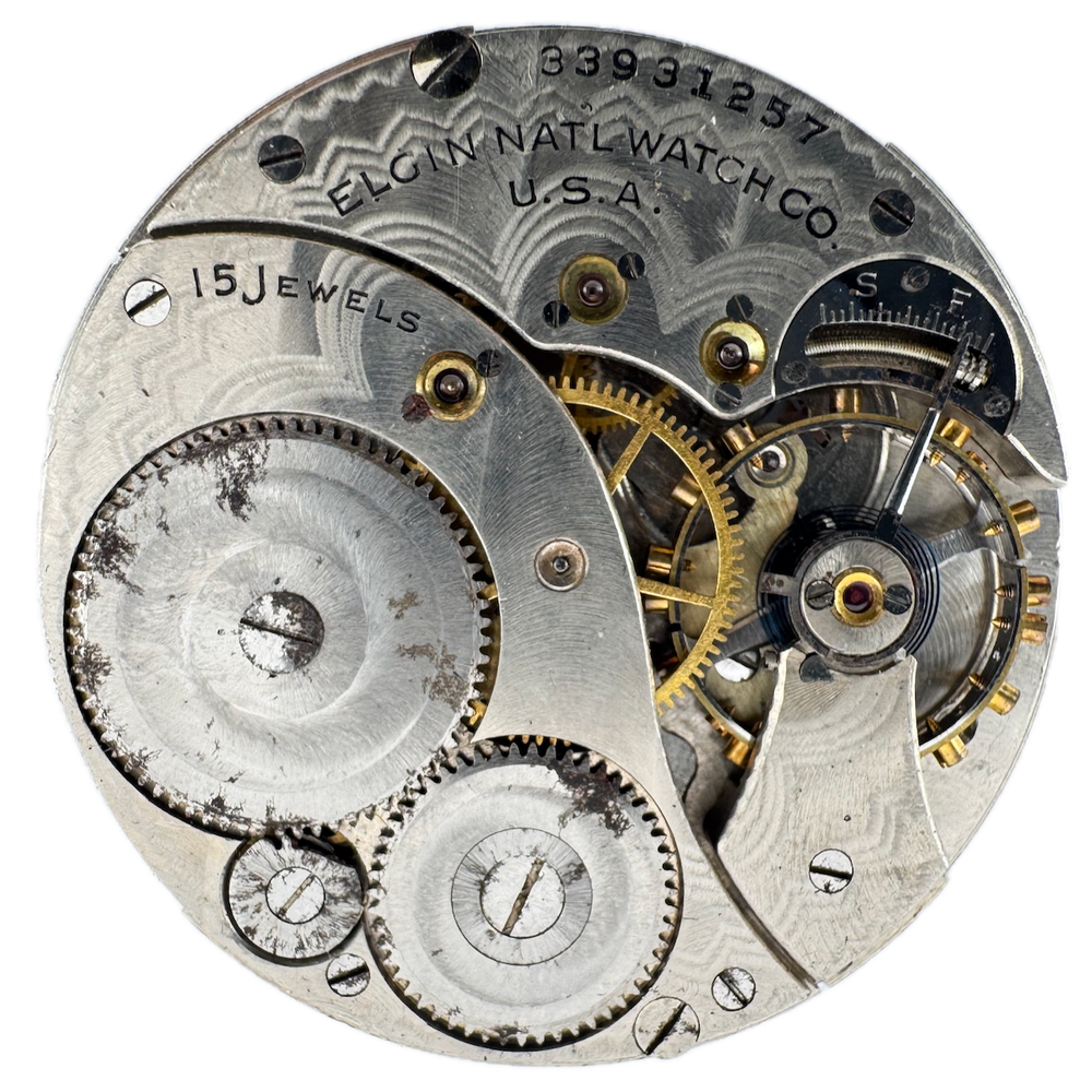 Vintage 1933 Elgin 15 Jewel 12 Size Mechanical Pocket Watch Movement 315 USA