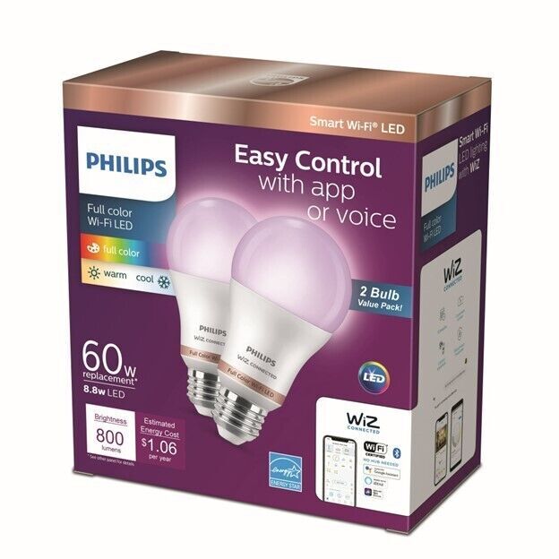 Philips Smart Wi-Fi Connected LED 60W A19 Light Bulb (9290023833A) *(25 PACKS)