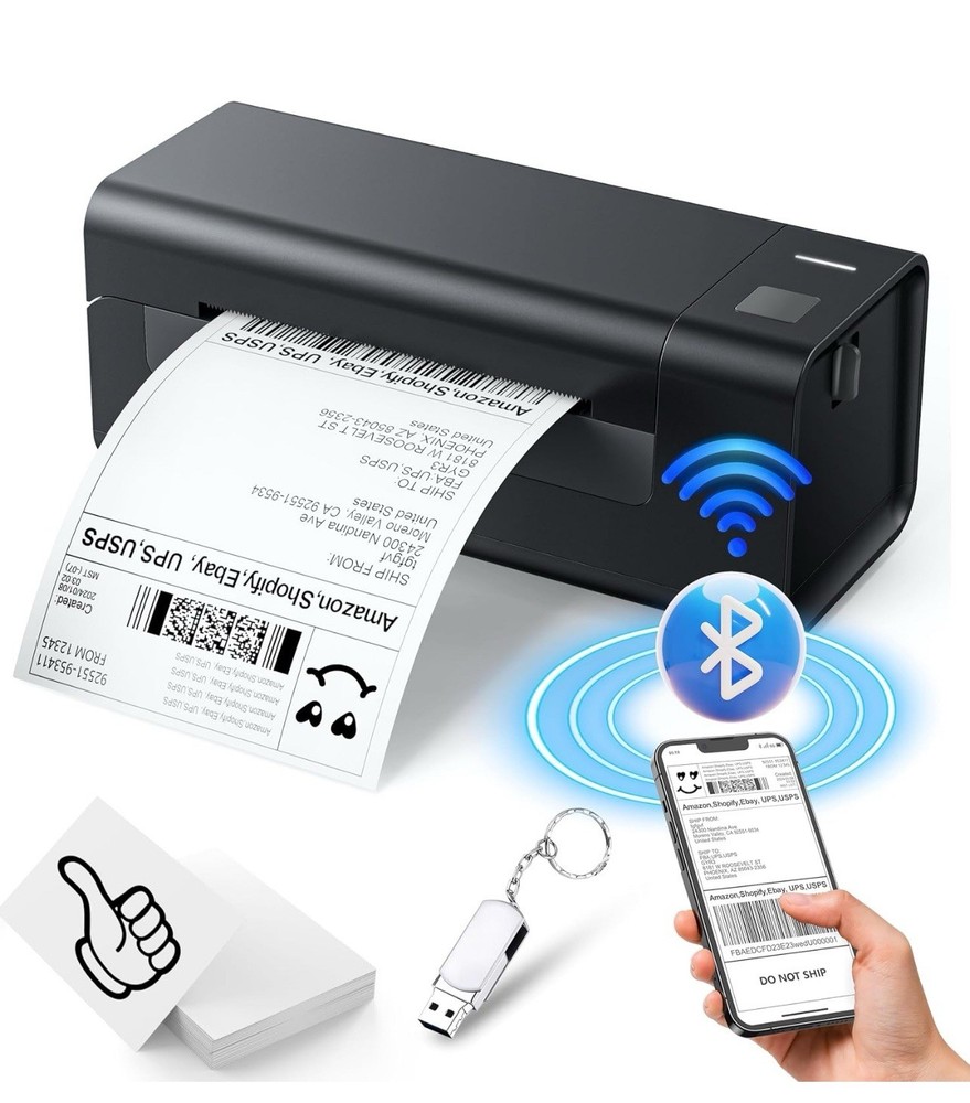 Thermal Label Printer 4x6 for Small Business Shipping with Bluetooth for Windows Mac iOS