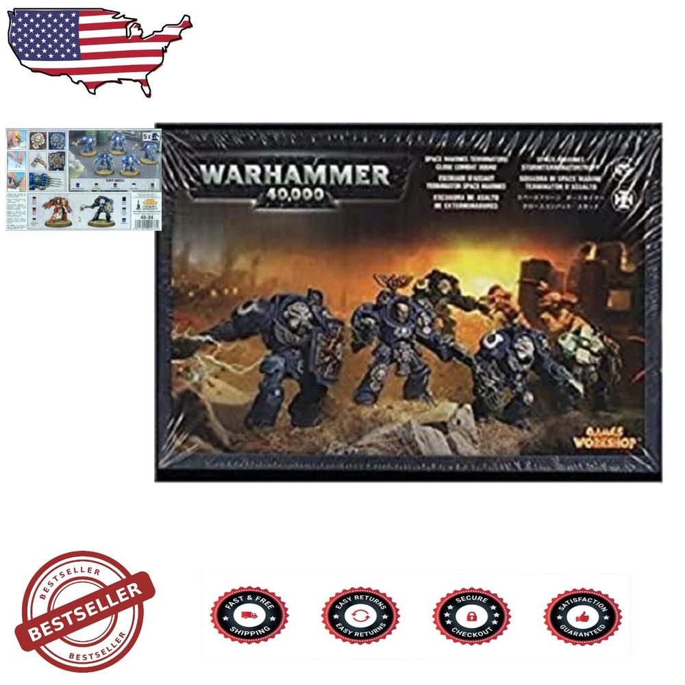 Unpainted Space Marine Terminator Assault Miniature Kit for Ages 12 Plus
