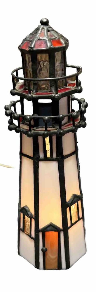 Tiffany Style Nightlight Lighthouse Works Great/B10