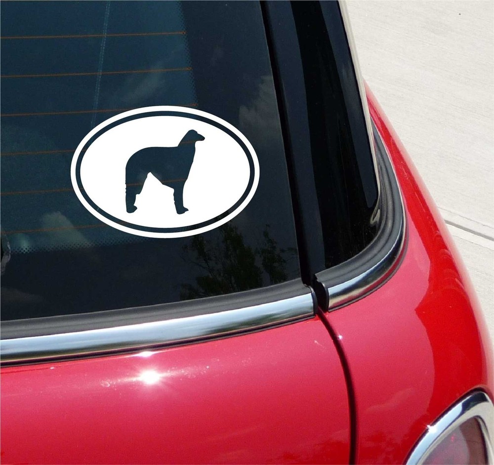 Euro Borzoi Dog Graphic Decal Sticker Car Wall Oval NOT Two Colors