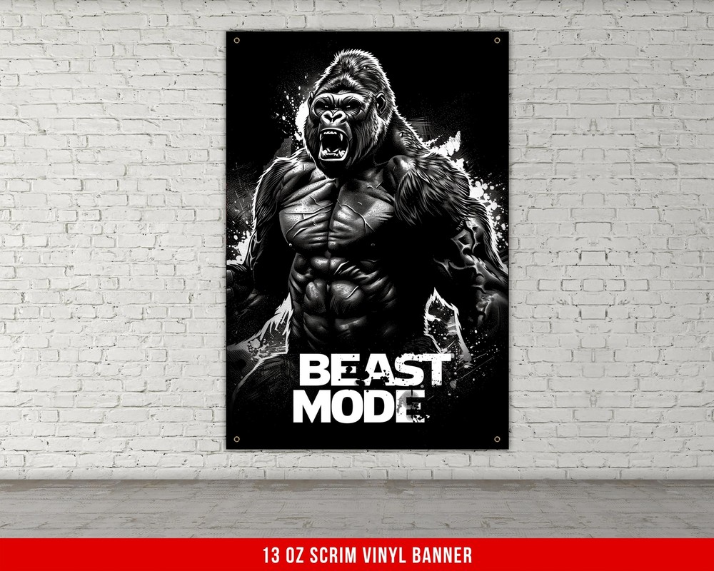 Beast Mode Gym Flag - Motivational Fitness Wall Art for Home & Workout Room