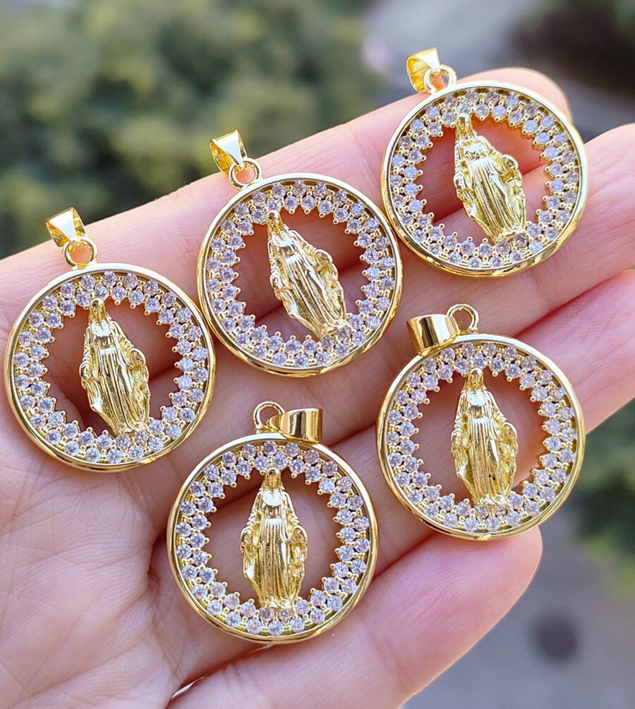 10pcs Metal Crystal Holy Mother Pendants Magic Reiki Healing Amulet Fashion