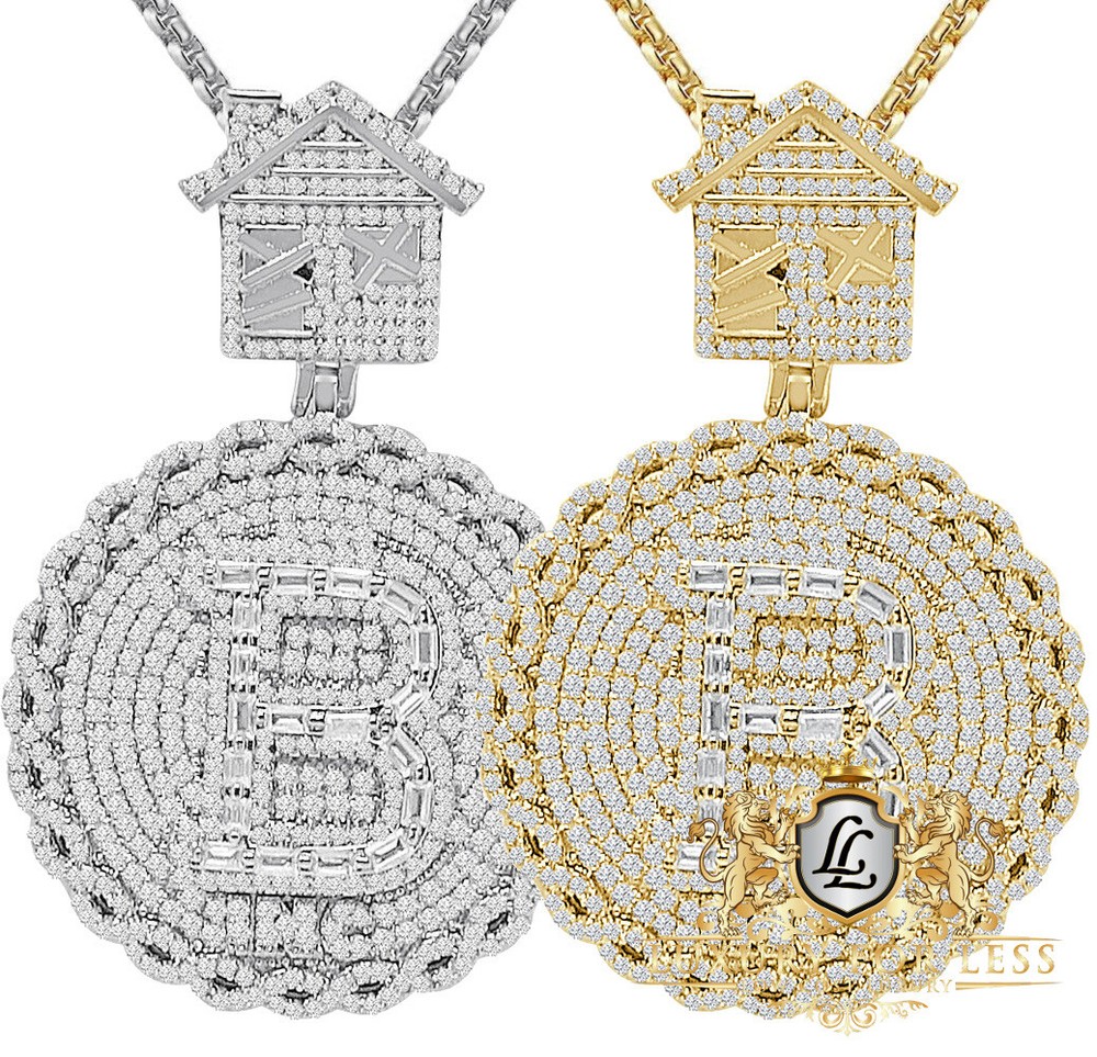 Men's Heavy 24+ Gram 3.00 Ct Digital Currency Pendant Chain Necklace Set-image